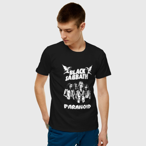 Мужская футболка хлопок Black Sabbath paranoid, цвет черный - фото 3