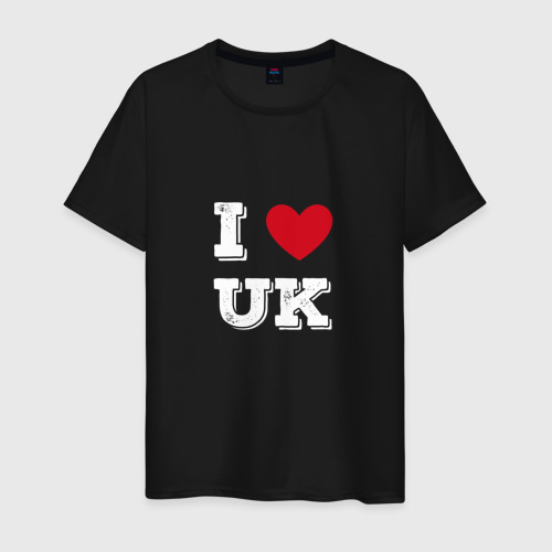 Мужская футболка хлопок I love UK, цвет черный