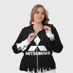 Костюм с принтом Mitsubishi для женщины, вид на модели спереди №4. Цвет основы: белый