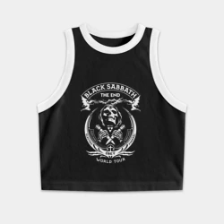 Женская укороченная майка-топ хлопок Black Sabbath the end