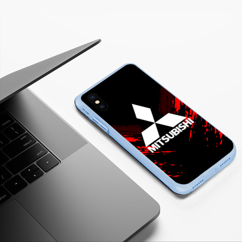 Чехол для iPhone XS Max матовый Mitsubishi sport collection, цвет голубой - фото 5