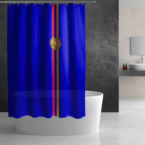 Штора 3D для ванной Армения, лента с гербом - фото 2