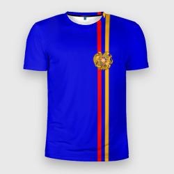 Мужская футболка 3D Slim Армения, лента с гербом