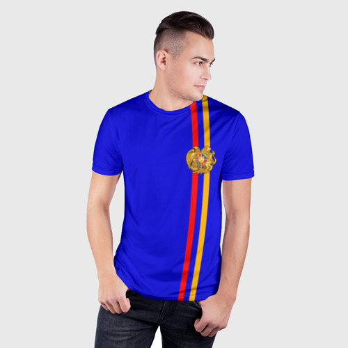 Мужская футболка 3D Slim Армения, лента с гербом, цвет 3D печать - фото 3