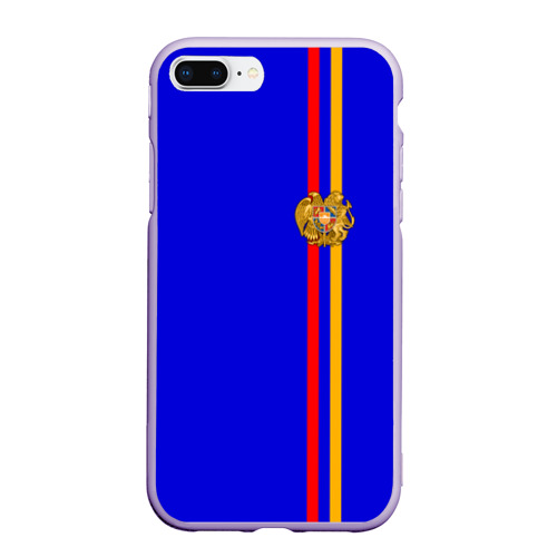 Чехол для iPhone 7Plus/8 Plus матовый Армения, лента с гербом, цвет светло-сиреневый
