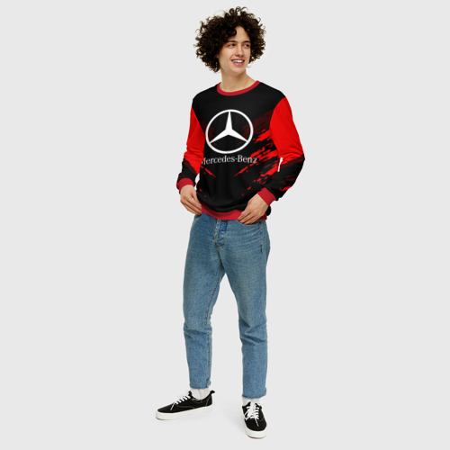 Мужской свитшот 3D Mercedes-Benz sport collection, цвет красный - фото 5