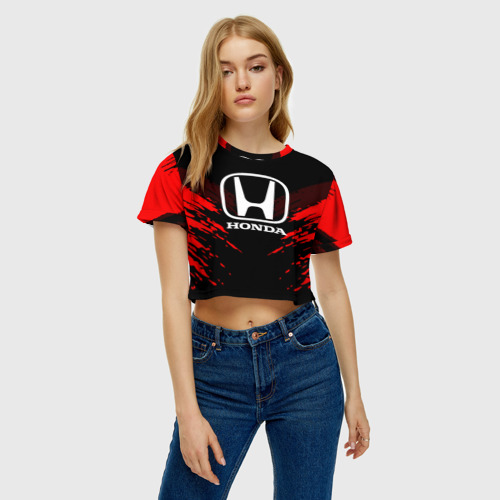 Женская футболка Crop-top 3D Honda sport collection, цвет 3D печать - фото 3