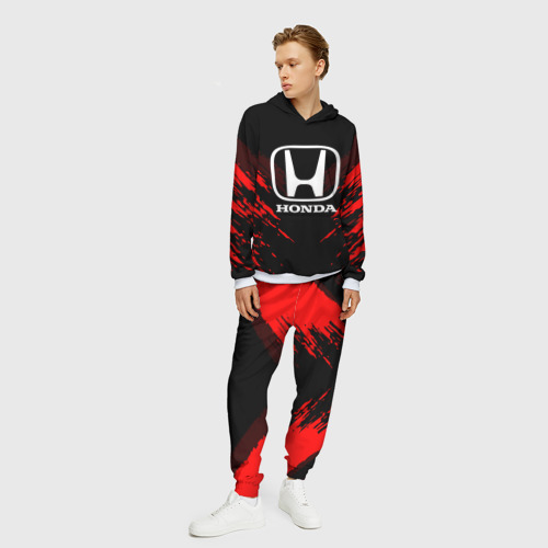 Мужской костюм с толстовкой 3D Honda sport collection, цвет белый - фото 3