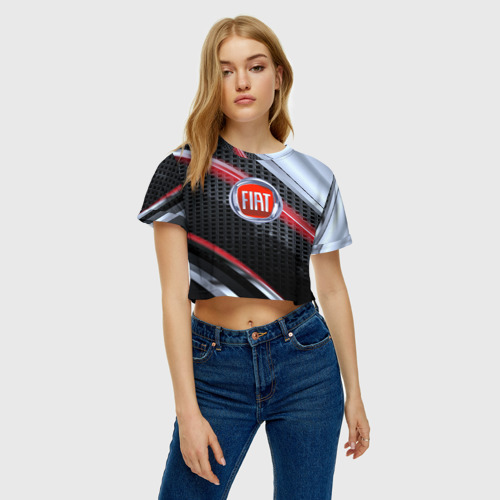 Женская футболка Crop-top 3D FIAT high speed collection, цвет 3D печать - фото 3