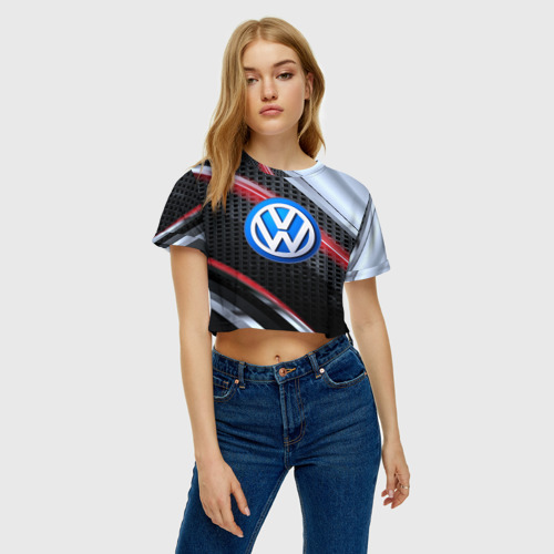 Женская футболка Crop-top 3D Volkswagen high Speed - фото 3