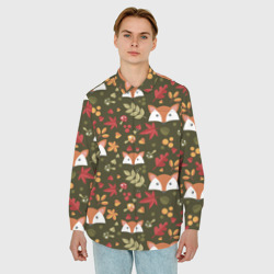 Мужская рубашка oversize 3D Лисоньки в лесу - фото 2