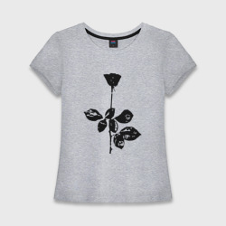 Женская футболка хлопок Slim Depeche Mode черная роза