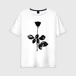 Женская футболка хлопок Oversize Depeche Mode черная роза