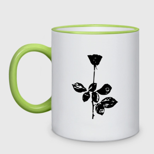 Кружка двухцветная Depeche Mode черная роза, цвет Кант светло-зеленый