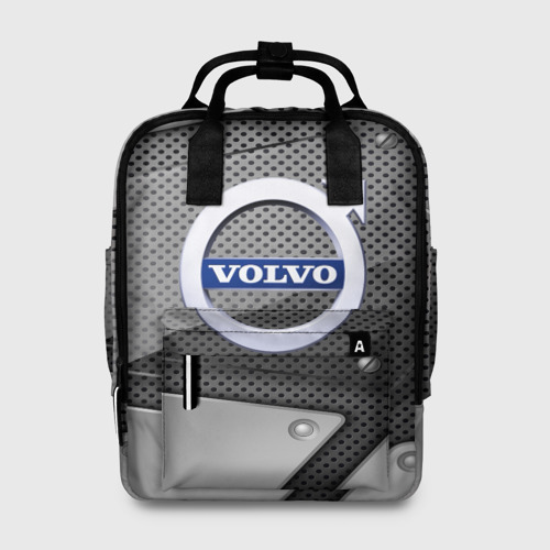 Женский рюкзак 3D с принтом VOLVO metalic 2018, вид спереди #2