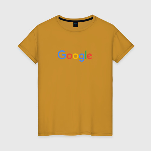 Женская футболка хлопок Google, цвет горчичный
