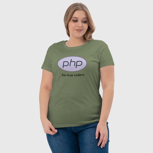 Женская футболка хлопок PHP for true coders, цвет авокадо - фото 6