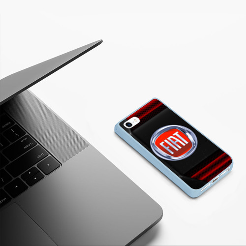 Чехол для iPhone 5/5S матовый Fiat Auto sport, цвет голубой - фото 5