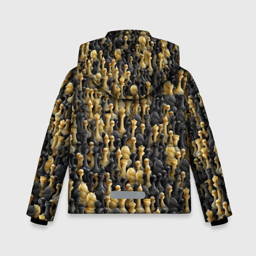 Зимняя куртка для мальчиков 3D с принтом Шахматы, вид сзади #1