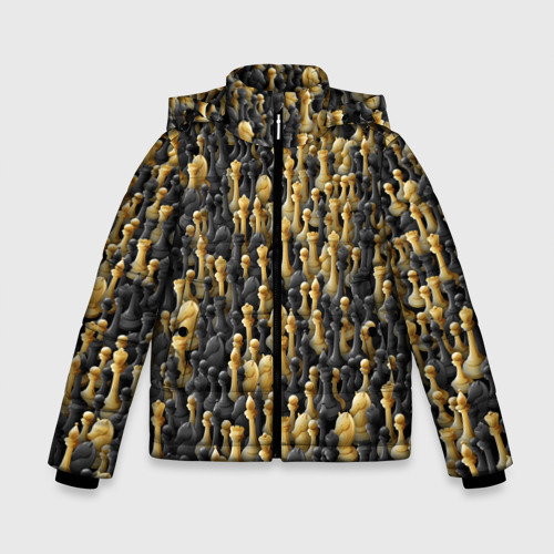 Зимняя куртка для мальчиков 3D с принтом Шахматы, вид спереди #2