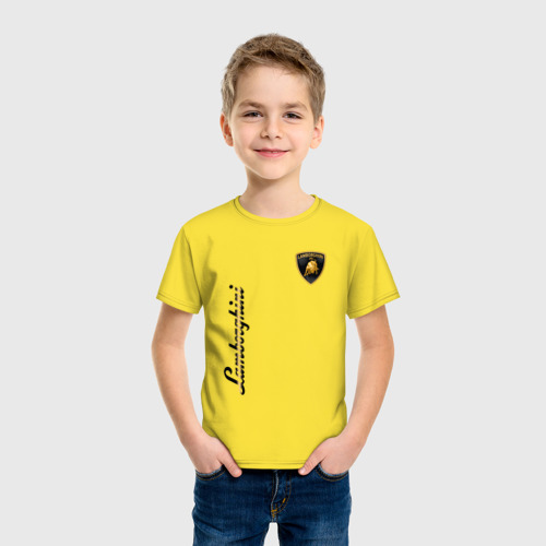 Детская футболка хлопок Lamborghini, цвет желтый - фото 3