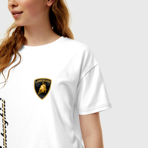 Женская футболка хлопок Oversize Lamborghini, цвет белый - фото 3