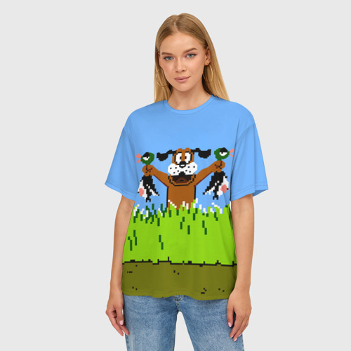 Женская футболка oversize 3D Duck Hunt, цвет 3D печать - фото 3