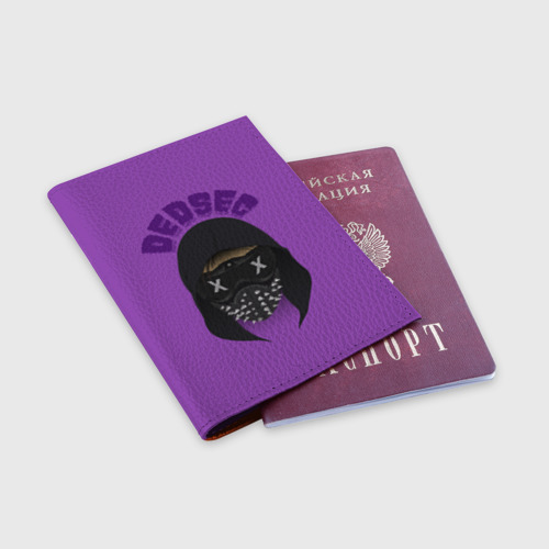 Обложка для паспорта матовая кожа Watch Dogs DedSec, цвет оранжевый - фото 3