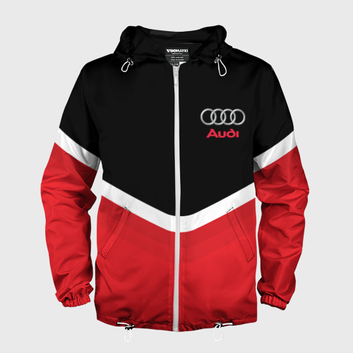 Мужская ветровка 3D Audi Black & Red, цвет белый