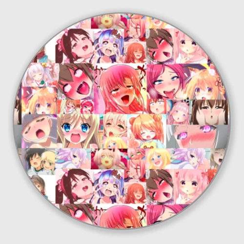 Круглый коврик для мышки Ahegao Color anime girls