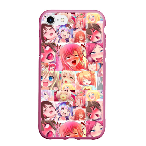 Чехол для iPhone 7/8 матовый Ahegao Color, цвет малиновый