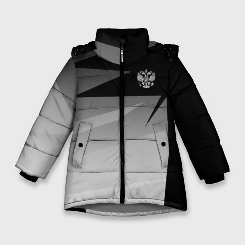 Зимняя куртка для девочек 3D с принтом Russia sport, вид спереди #2