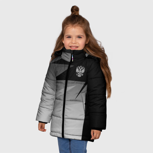 Зимняя куртка для девочек 3D с принтом Russia sport, фото на моделе #1