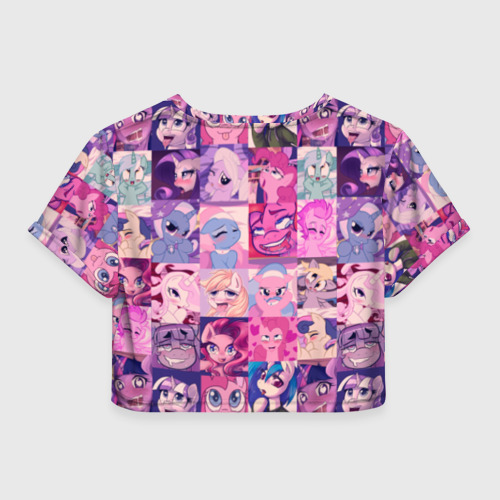 Женская футболка Crop-top 3D My Little Pony Ahegao, цвет 3D печать - фото 2