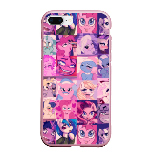 Чехол для iPhone 7Plus/8 Plus матовый My Little Pony Ahegao, цвет розовый