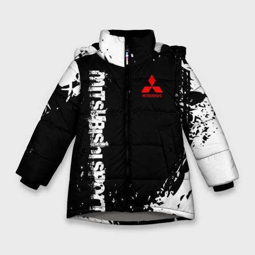 Зимняя куртка для девочек 3D Mitsubishi sport, цвет светло-серый