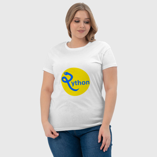 Женская футболка хлопок Python - язык программирования, цвет белый - фото 6
