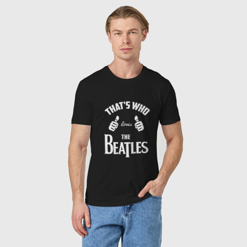 Мужская футболка хлопок Вот кто любит The Beatles, цвет черный - фото 3
