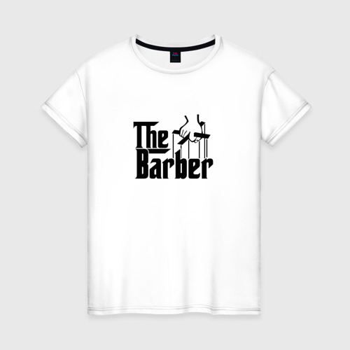 Женская футболка хлопок The Barber godfather black, цвет белый