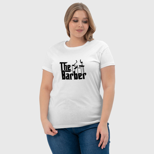 Женская футболка хлопок The Barber godfather black, цвет белый - фото 6