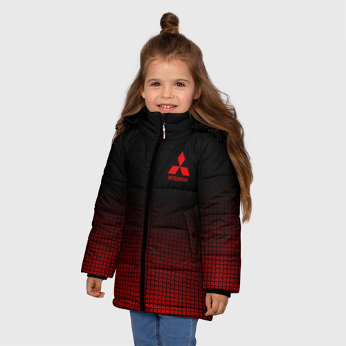 Зимняя куртка для девочек 3D Mitsubishi sport, цвет черный - фото 3