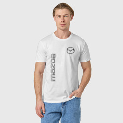 Светящаяся  футболка с принтом Mazda для любого человека, вид спереди №2. Цвет основы: белый
