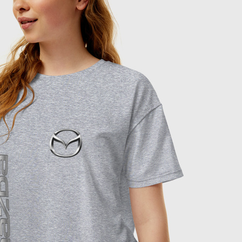Женская футболка хлопок Oversize Mazda, цвет меланж - фото 3