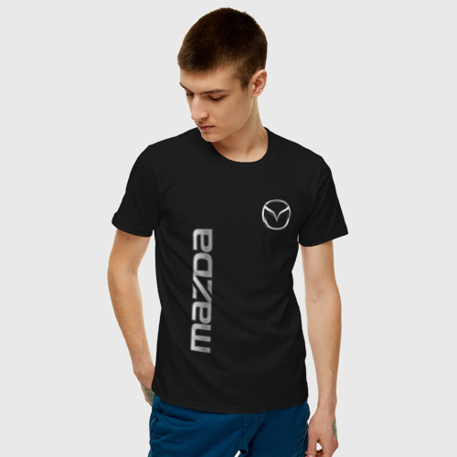 Мужская футболка хлопок Mazda, цвет черный - фото 3