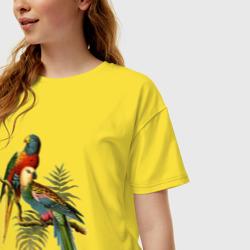Женская футболка хлопок Oversize Попугаи - фото 2