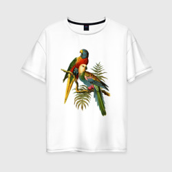 Женская футболка хлопок Oversize Попугаи