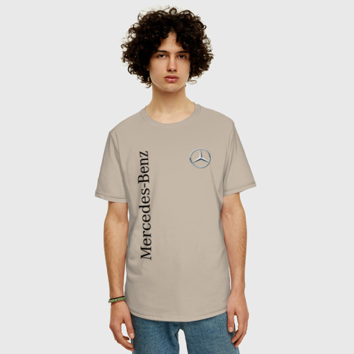 Мужская футболка хлопок Oversize с принтом Mercedes-Benz, фото на моделе #1