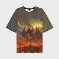Мужская футболка oversize 3D Fire Dragon