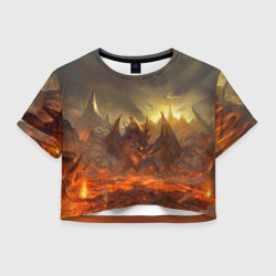 Женская футболка Crop-top 3D Fire Dragon