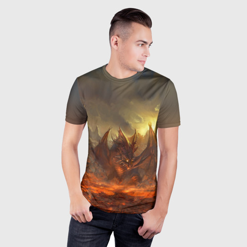 Мужская футболка 3D Slim Fire Dragon, цвет 3D печать - фото 3